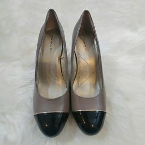 Tahari Grey and Black Platform Heels